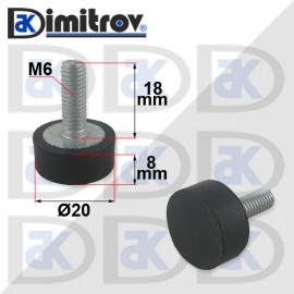 Антивибрационен тампон М 6 х Ø20 х 8 mm Антивибрационен тампон М 6 х Ø20 х 8 mm